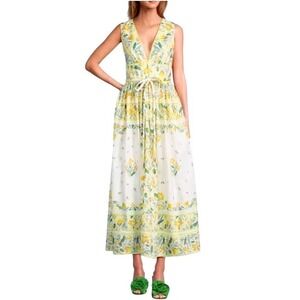 ANTONIO MELANI White and Yellow Floral Maxi Dress